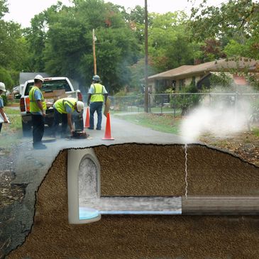 Sewer smoke testing.