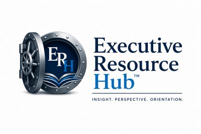 Logo of Executive Resource Hub featuring a vault and text.