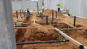 Plumbing rough-in on a commercial project in Harrisburg, PA.