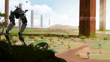 The Ostrich Plains - an ancient speed test site, now inhabited by Ostrich bots.