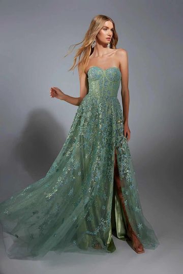 Aerie Couture Cambridge Kitchener Waterloo prom formal dress a-line strapless glitter floral 288