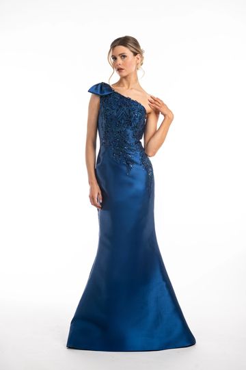 Enchanted Evening elegant one shoulder Canadian designer mother of the bride groom