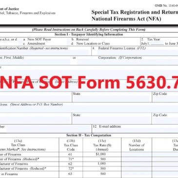 Form 5630.7 for National Firearms Act Special Tax Registration and Return.