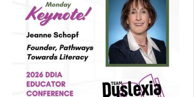 Announcement of keynote speaker Jeanne Schopf for 2026 DDIA Educator Conference.