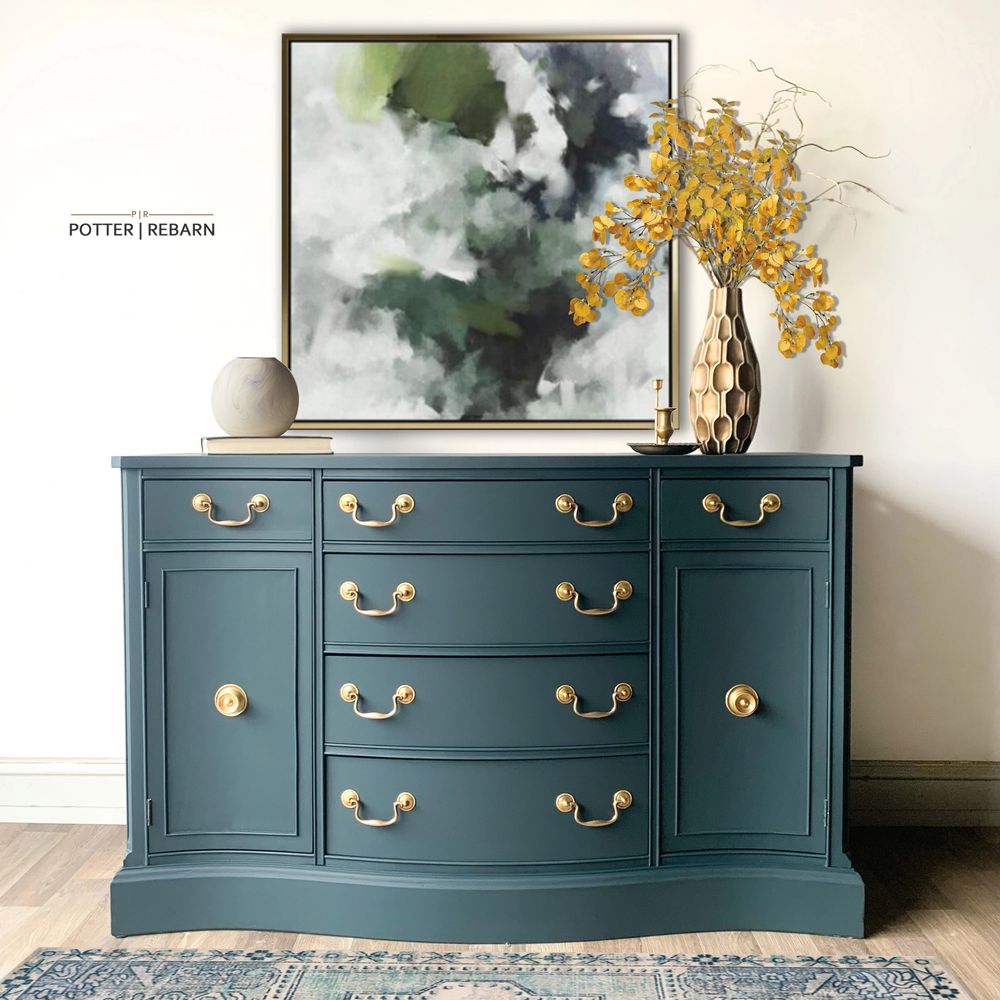 Refinished furniture buffet custom painted unique one-of-a-kind