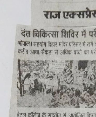 Children attending a dental camp at Sahyog Bihar Mandir in Bhopal.