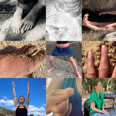 Giulia body part details: feet, eyes, legs, hips, finger, arms portrait, eating with y end