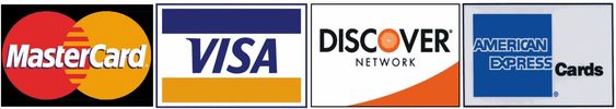 Master Card, VISA, Discover, American Express