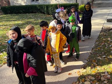 French learners ready for their Halloween parade in the Village of Winnetka, IL