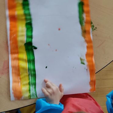 Working on vertical line with paint