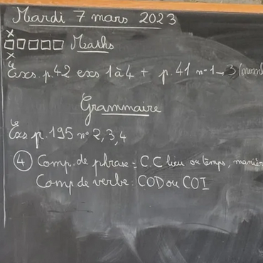 Students have some homework to do at the french class