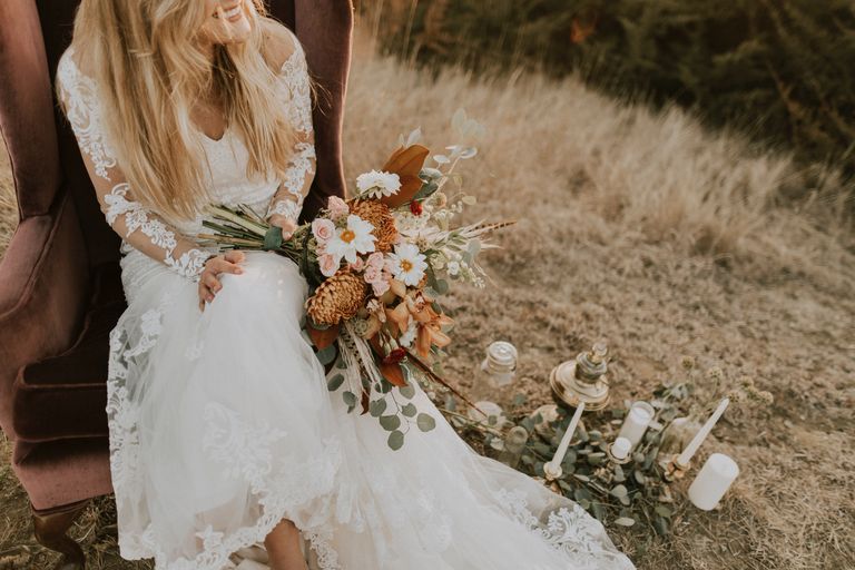 Bride in field