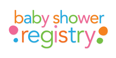 A colorful serif sans font that reads "baby shower registry" in lowercase letters.
