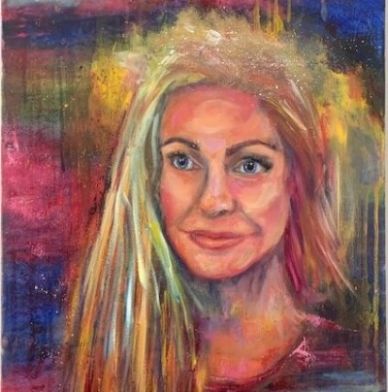 Abstract portrait of a woman with long hair.