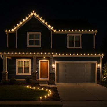Milford home with Christmas lights done by 302 Christmas Lights