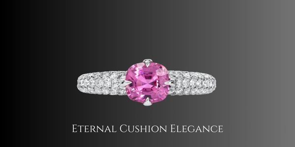 Pink Sapphire Engagement Ring: Pave diamonds, radiant brilliance, timeless elegance.