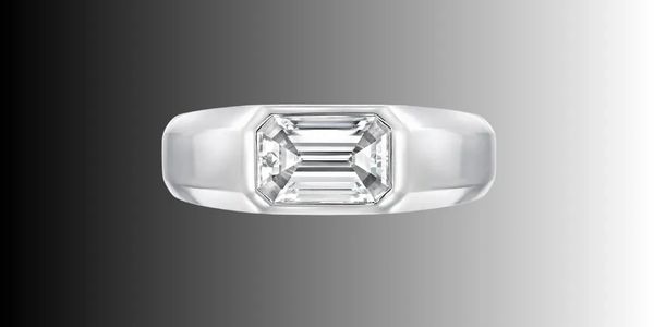 unisex emerald-cut diamond platinum engagement ring - merkaba jewelry beverly hills