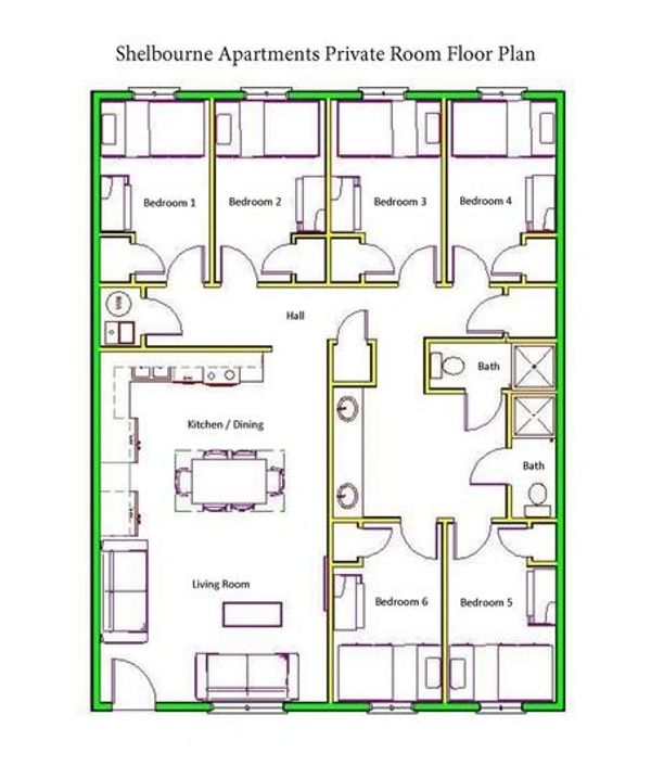 Shelbourne Apartments Private Room Floor Plan
