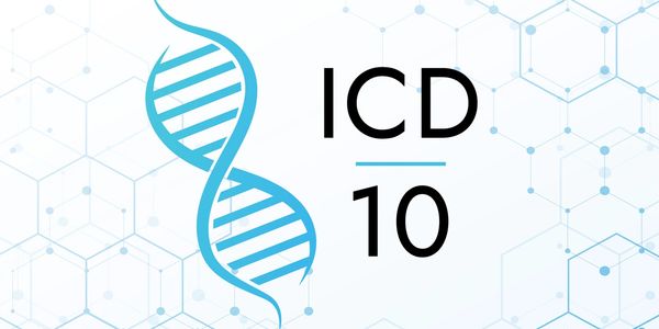 Illustration of DNA helix with text ICD 10.