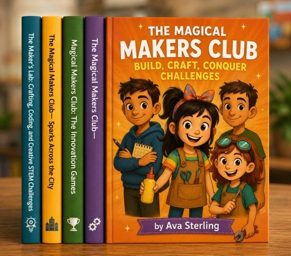 Set of colorful children's books titled The Magical Makers Club by Ava Sterling.