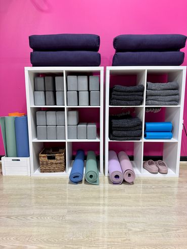 Mats and all yoga props available to use for FREE at every class.