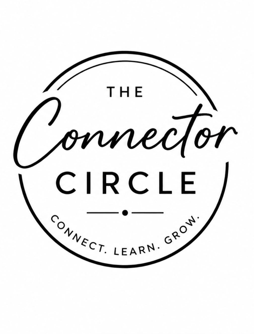 Logo for The Connector Circle with the tagline Connect. Learn. Grow.