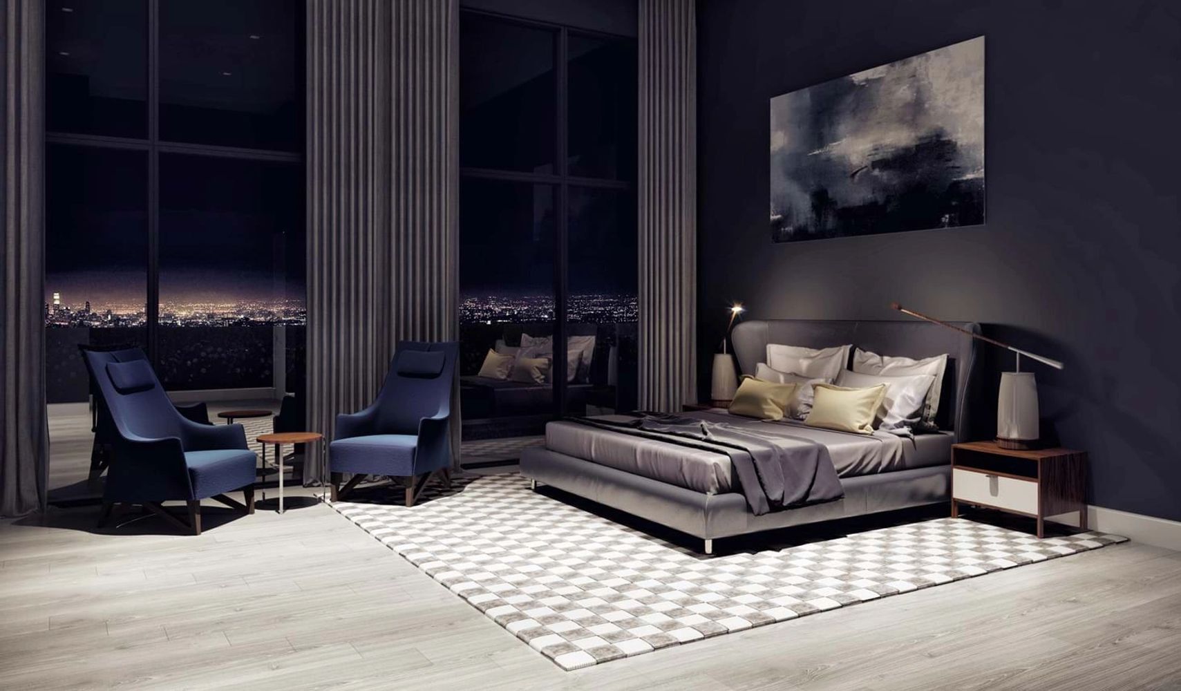 Rea bed and Normal arm chairs from Giorgetti
