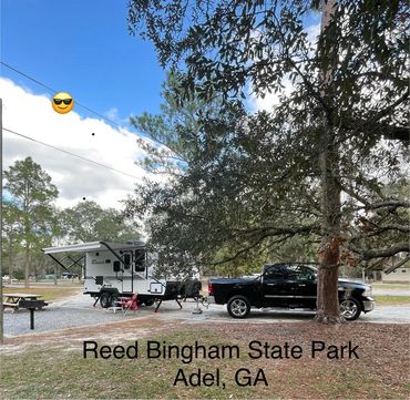 Dodge Ram 1500 and Winnebago Micro Minnie at Reed Bingham State Park in Adel Georgia
