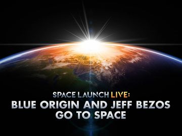 space launch live blue origin and jeff bezos go to space poster logo warner brothers discovery disco