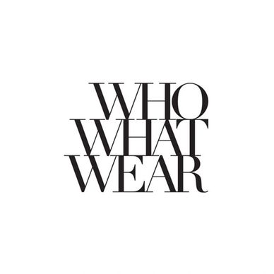 Minimalist logo with the text 'WHO WHAT WEAR' in black serif font.