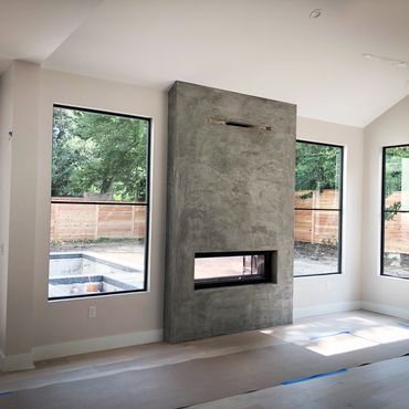 Horseshoe Bay Hill Country Texas Fireplace House Remodel Builder Living Room Calico Development