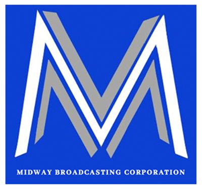 Logo of Midway Broadcasting Corporation with stylized letter M.