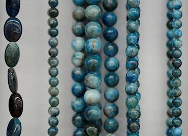 Blue Apatite Beads. Round beads, oval and rondelle.
Malachite beads 