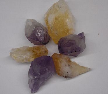 Single Amethyst and Citrine Points
