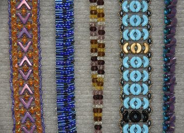 Mixed Bracelets using Avas, Super Duos, Bugles, Rondelles, Arcos, Lentils beads  