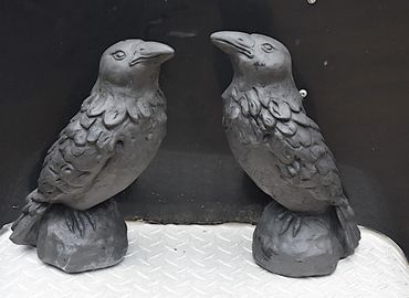 Stone Garden Accent Pieces by Massarelli.  Crows