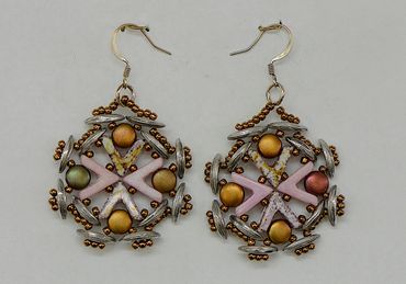 Earrings made with Crescents, Avas, and 2 hole button beads  