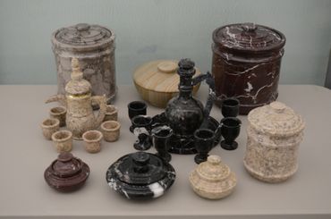 Marble Jar with Lids, Bowl with lids, tea set