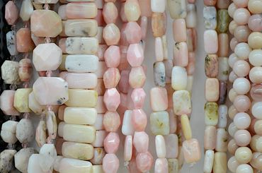Pink Opal Beads.  10x20 Double Drill beads, ovals, rectangles, square, round beads