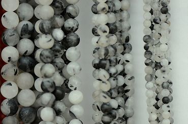 Matte Tourmalinated Quartz round beads