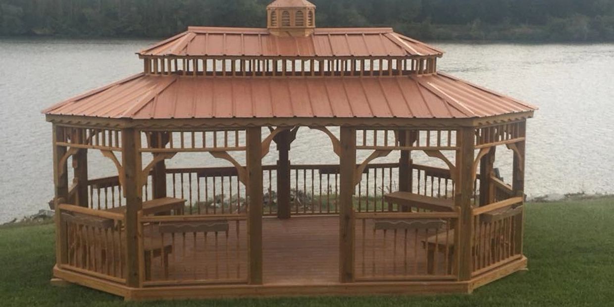 12' by 18' Gazebo with optional Poly Flower boxes and Cupola and Weather Vane