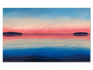 Acrylic on canvas. Haida Gwaii. Sunrise over the ocean.