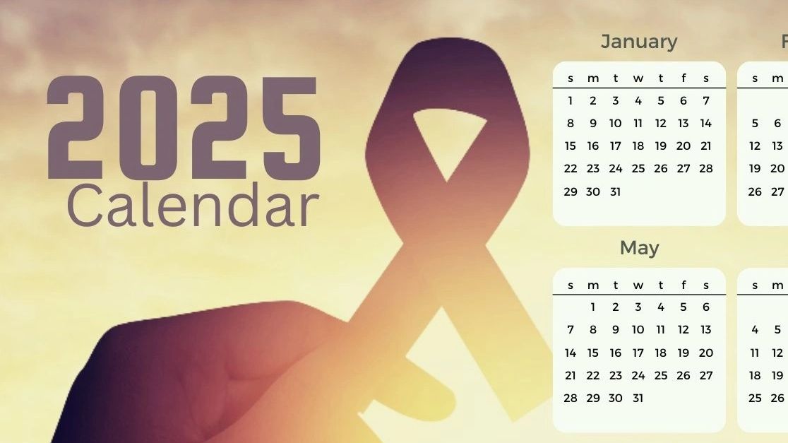 Picture of a calendar with 2025 and a ribbon