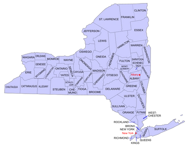 NYS Map with counties labeled.