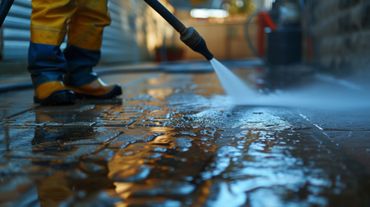 Pressure washing drivway