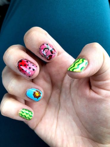 Summertime nail art decals (right hand)