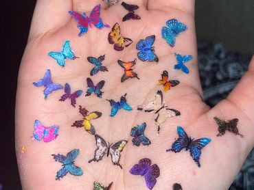 Multicolored hand-cast resin butterflies