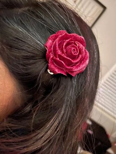 Resin and glitter rose hair clip
