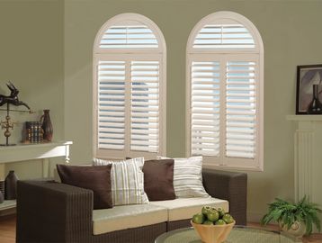 Specialty shape arched window shutters in wood and PVC for Vancouver and Coquiltam, BC