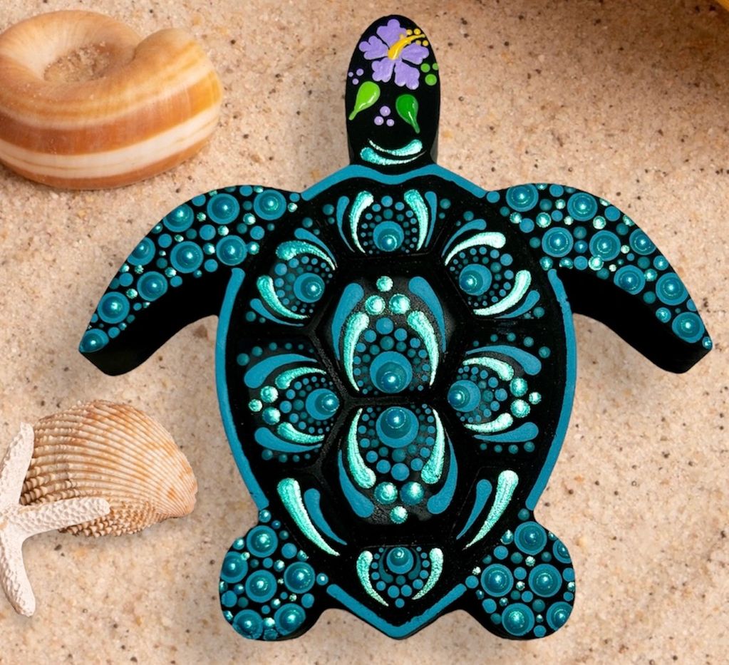 sea turtle art, mandala painting classes, beach decor, ventura, thousand oaks, ocean waves